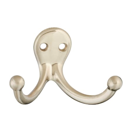 National Hardware National Hardware 2.93 in. L Satin Nickel Silver Zinc Double Clothes Hook 35 lb. cap. 1 pk N325-522